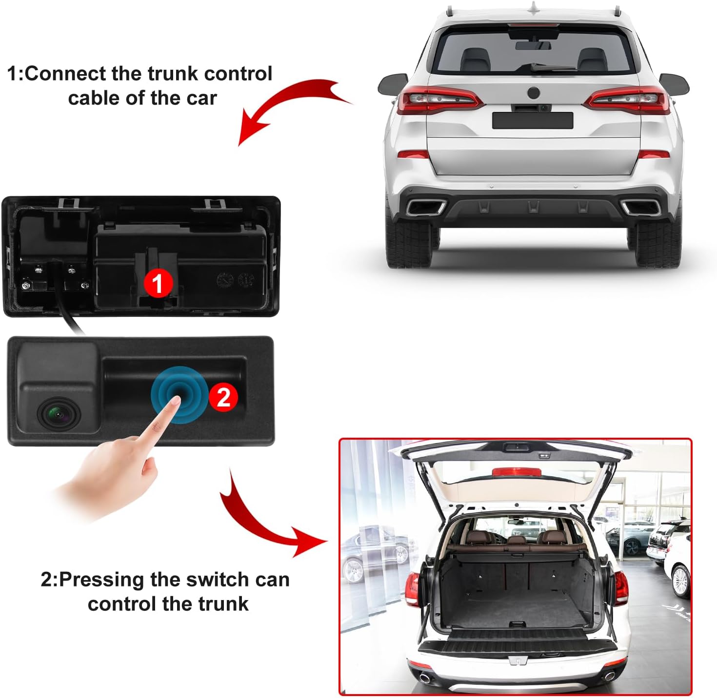 720P HD Car Reverse Camera, Vehicle Backup Camera, Car Rear View Trunk Handle Camera for VW Tiguan Touran Passat Sagitar Lavida Teramont Touareg Sharan Audi A3 S3 Q7 A4L Skosa Superb Octavia