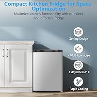 Vista 6 de COWSAR - Mini refrigerador de 2.6 pies cúbicos con congelador, refrigerador compacto de una puerta, 7 ajustes de temperatura ajustable, 2 estantes