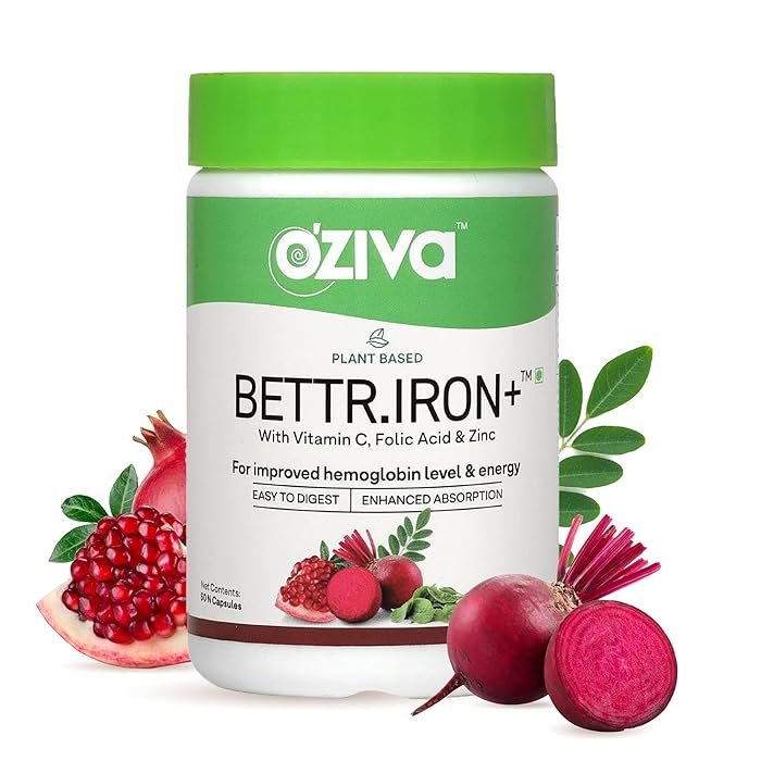 Buy OZiva Bettr.Iron+ (Plant Based Iron, Vitamin C, Folic Acid, Zinc