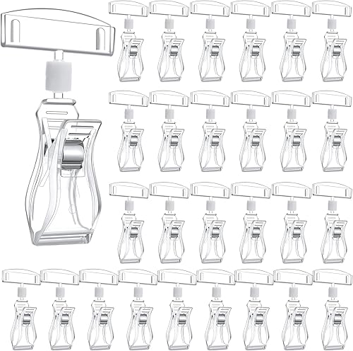 Vista 7 de Honeydak 50 clips de plástico para letreros giratorios de precio para estante giratorio, clips de precio para mercancía, doble pantalla