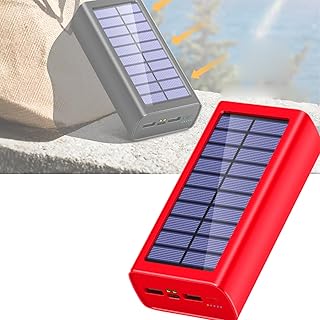 Gorger Caricatore solare portatile da 30000 mAh, 50000 mAh, 100000 mAh, impermeabile, con luce LED, porte USB doppie, ingresso tipo C per campeggio, escursionismo, viaggi (rosso) (rosso, 30000)