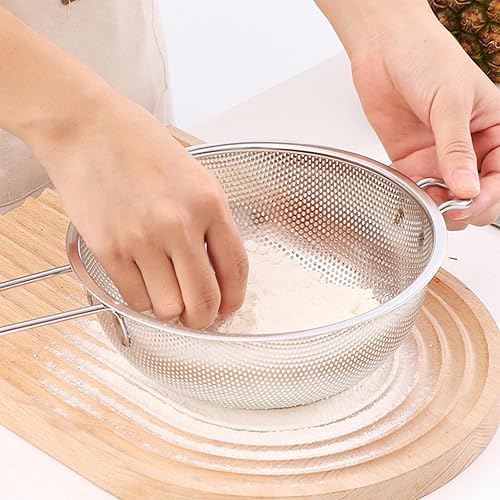 Miniatura 7 de Healvian Colador de malla fina de acero inoxidable, colador de metal con asa, cesta de drenaje, colador de arroz, colador de frutas, cesta de malla