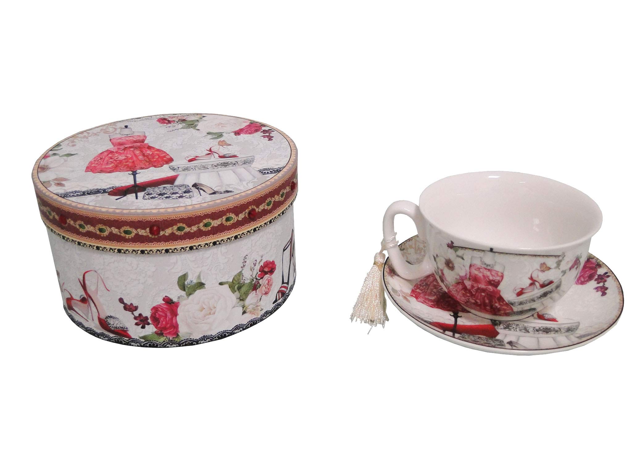 Coffret tasse et sous tasse décor mannequin idée cadeau déco vintage