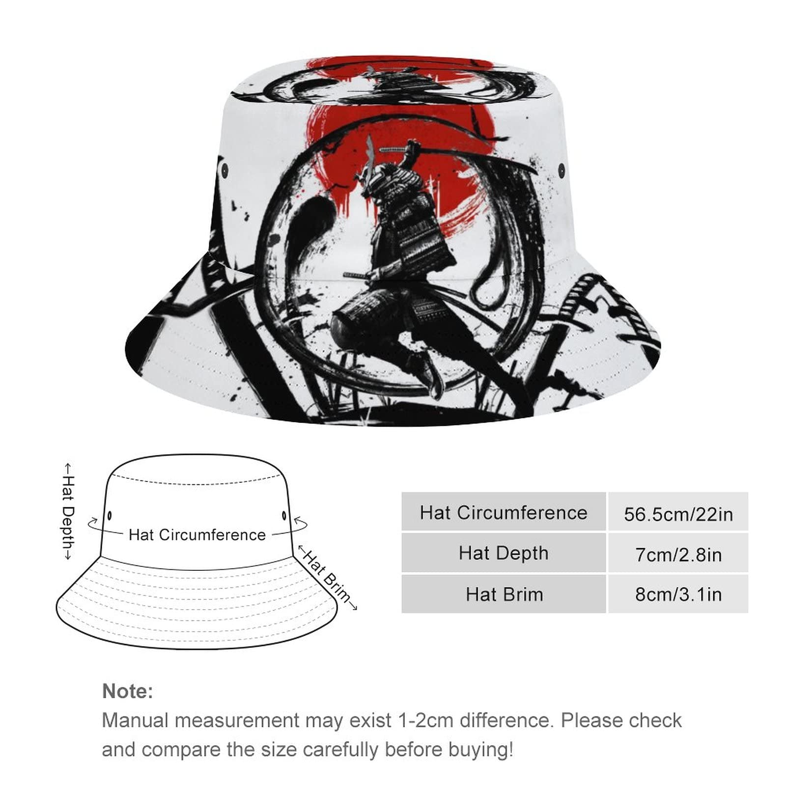 Japanese Samurai Fisherman's Hat, Bucket Hat Suitable for Outdoor Travel Sun Caps.