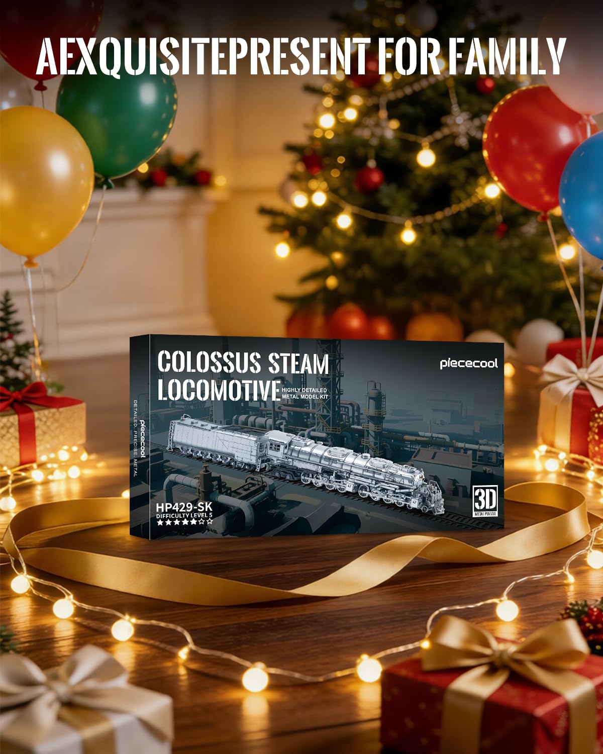Piececool Puzzle 3D in metallo colosso locomotiva a vapore kit modello in metallo per adulti kit di costruzione treno a vapore, tempo famiglia, decorazione per la casa, migliori regali