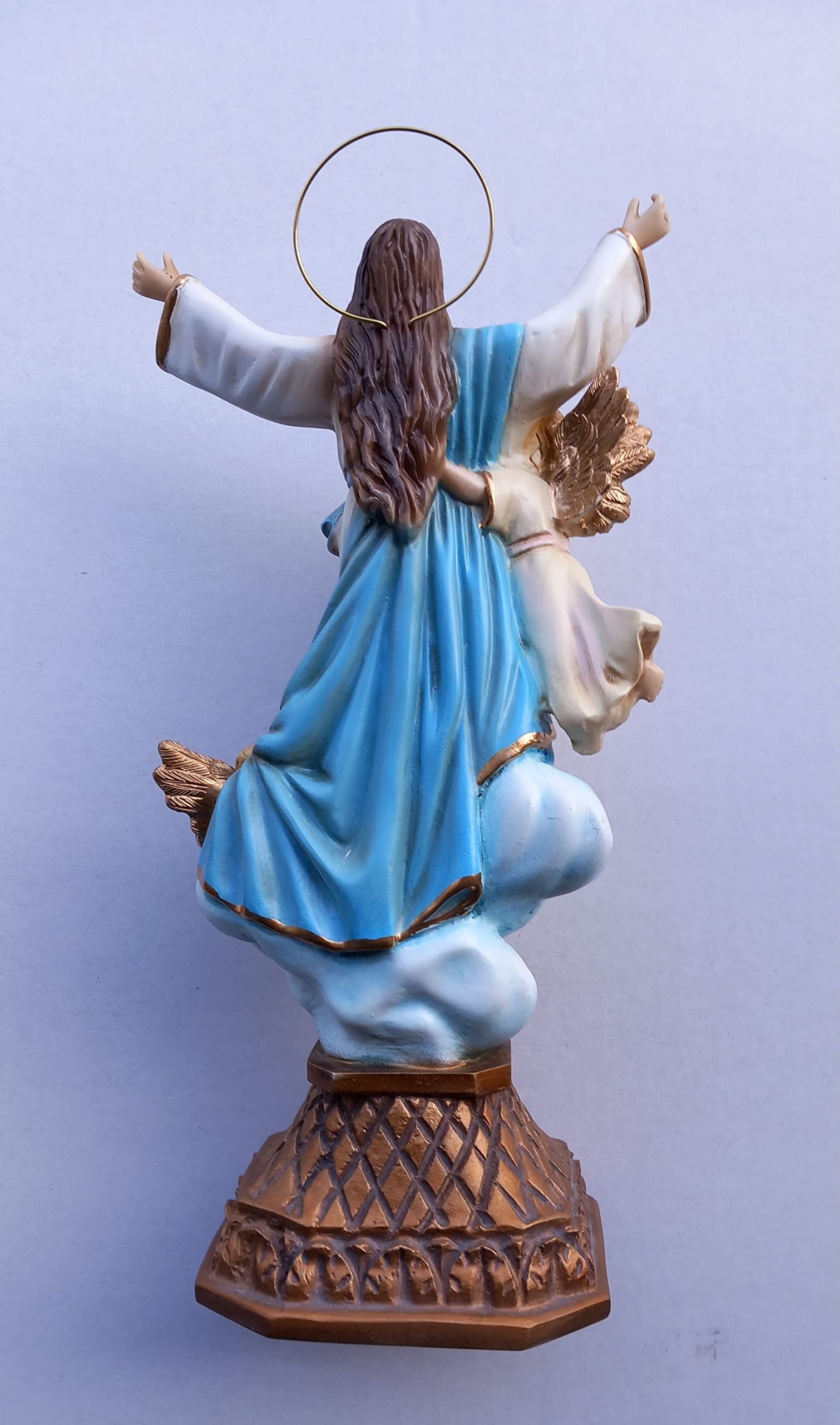 Generico ArteSacraCaravaggio Statua della Madonna Immacolata Concezione, Miracolosa, braccia aperte, cm 34 (13,38 inches) in resina decorata a mano di produzione artigianale