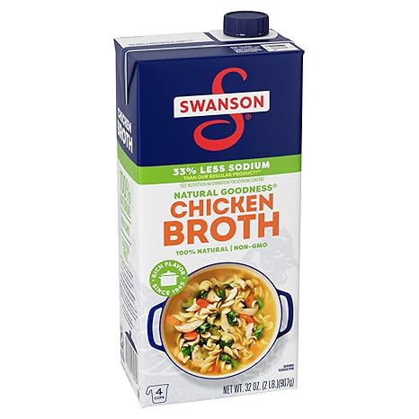 Swanson Natural Goodness Lower Sodium Chicken Broth, 32 oz Carton