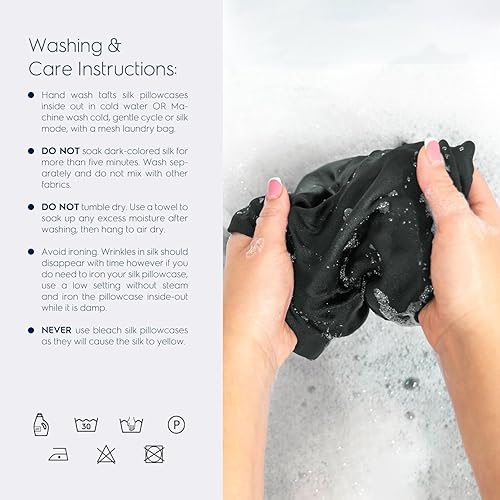 Miniatura 8 de TAFTS  Funda de almohada de seda de 2.82 ozyd (22 momme95.48 gm), 100% seda pura de morera, para el cabello y piel, fibra larga de seda natural de