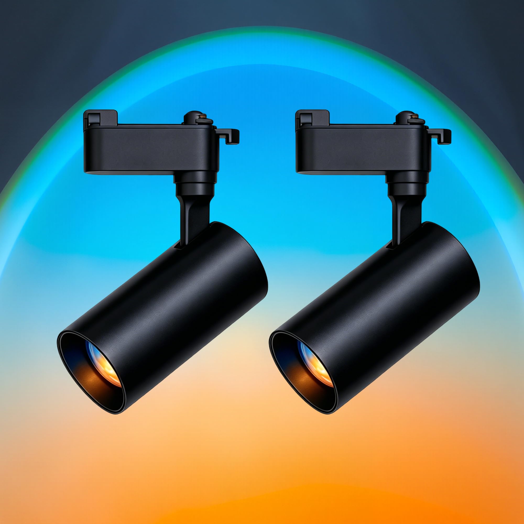 Bravsekai 2PCS Dawn Sky Track Lights, LED Gradient Spotlights with Blue & Orange Glow, Fresh Morning Light Effect, Artistic Accent Lighting for Bedroom, Living Room & Studio