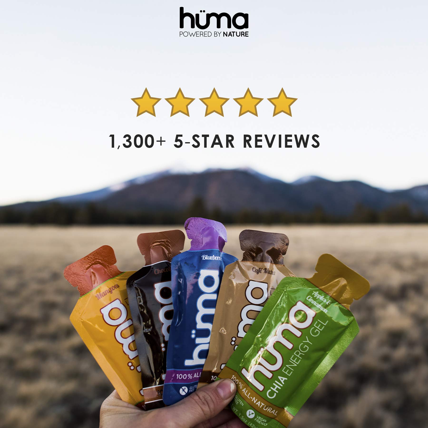 Huma Chia Energy Gel, Variety 12 Pack Stomach Friendly, Real Food