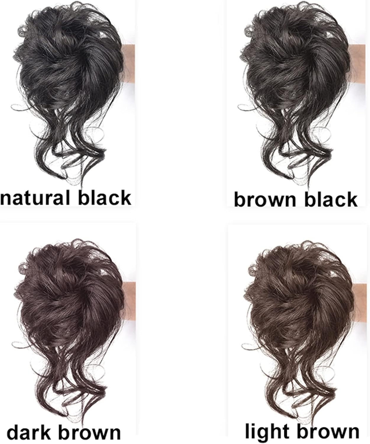 Women's Hair Buns Bun Ponytail Chignon Brazilian Human Hair Curly Wavy Messy Bun Extensions Hair Pieces for Women Messy Bun Hair Piece Hair Chignon for Women(Dark brown)
