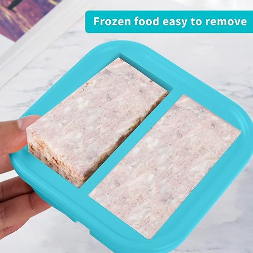 Miniatura 5 de Bandeja de silicona para congelador de 2 tazas con tapa, paquete de 2, haz 4 porciones perfectas de 2 tazas, moldes de fácil liberación para