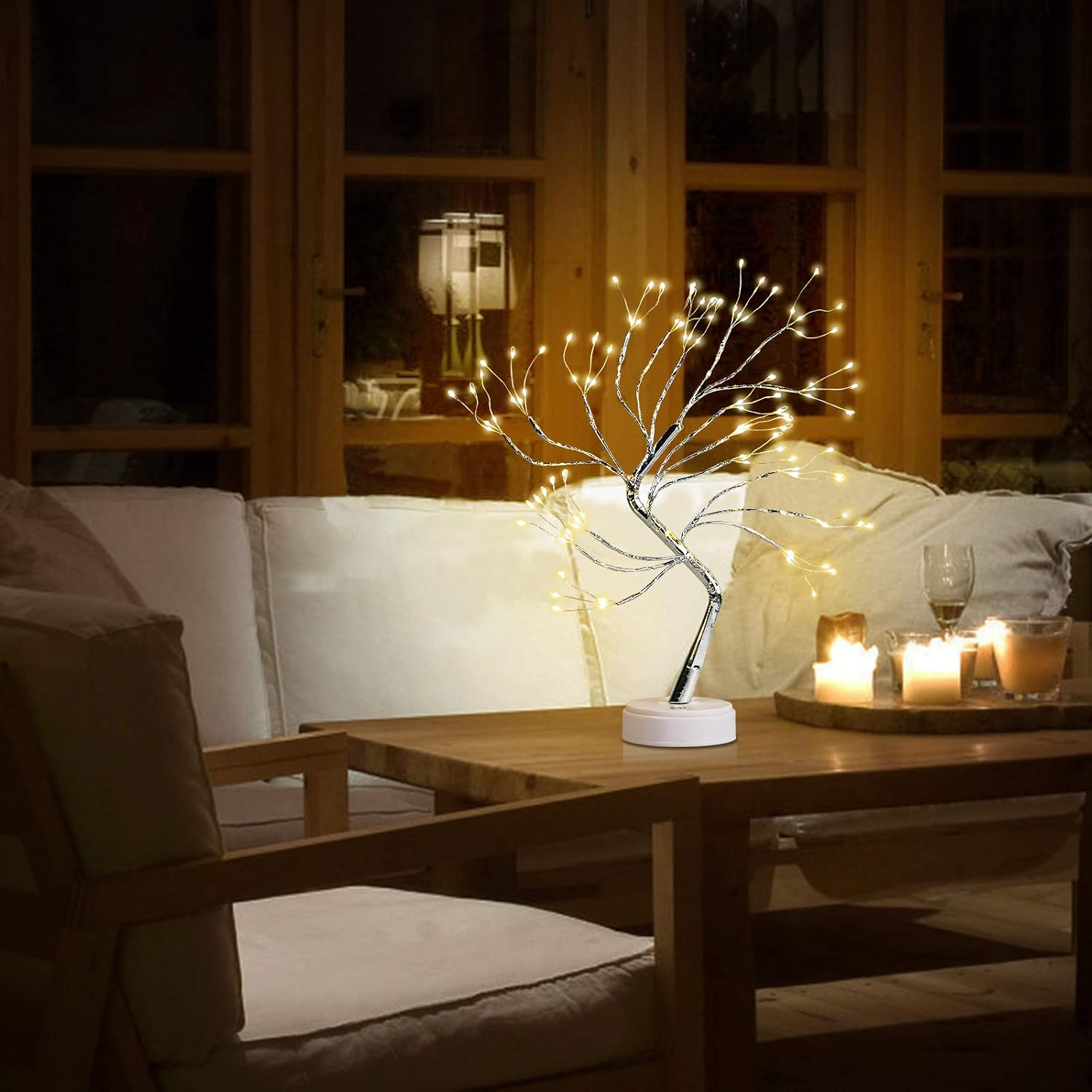 Light Spirit Tree Light Tree Lamp Artificial Bonsai Tree Lights with 108 LED Lights, Battery, USB, Smart Touch, for Party Home Decoration, Gift for Wedding, Christmas, Warm White