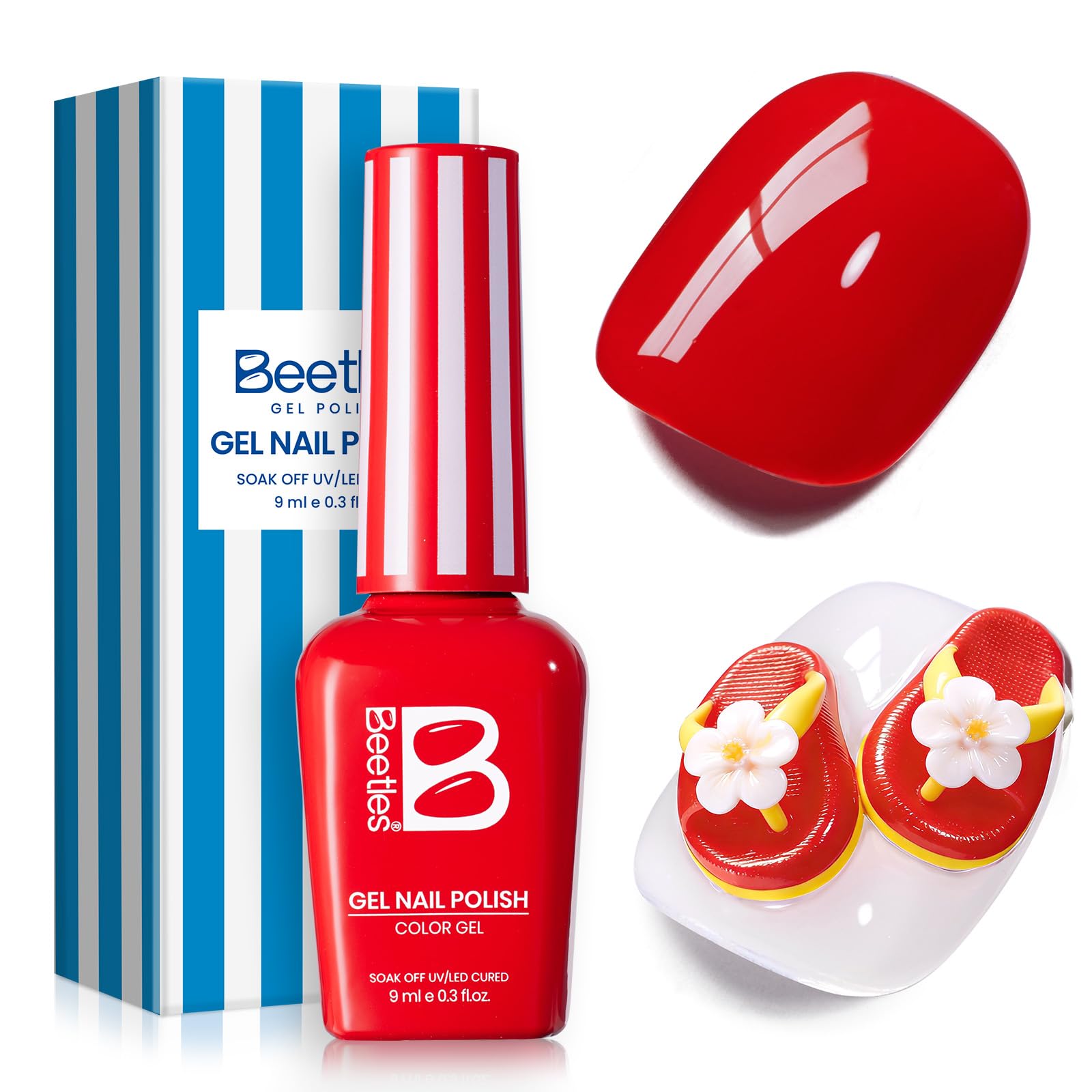 Beetles Red Gel Polish - Sunburn Red | Summer Voyage Collection, 9ml (0.3 Fl Oz) - main product image