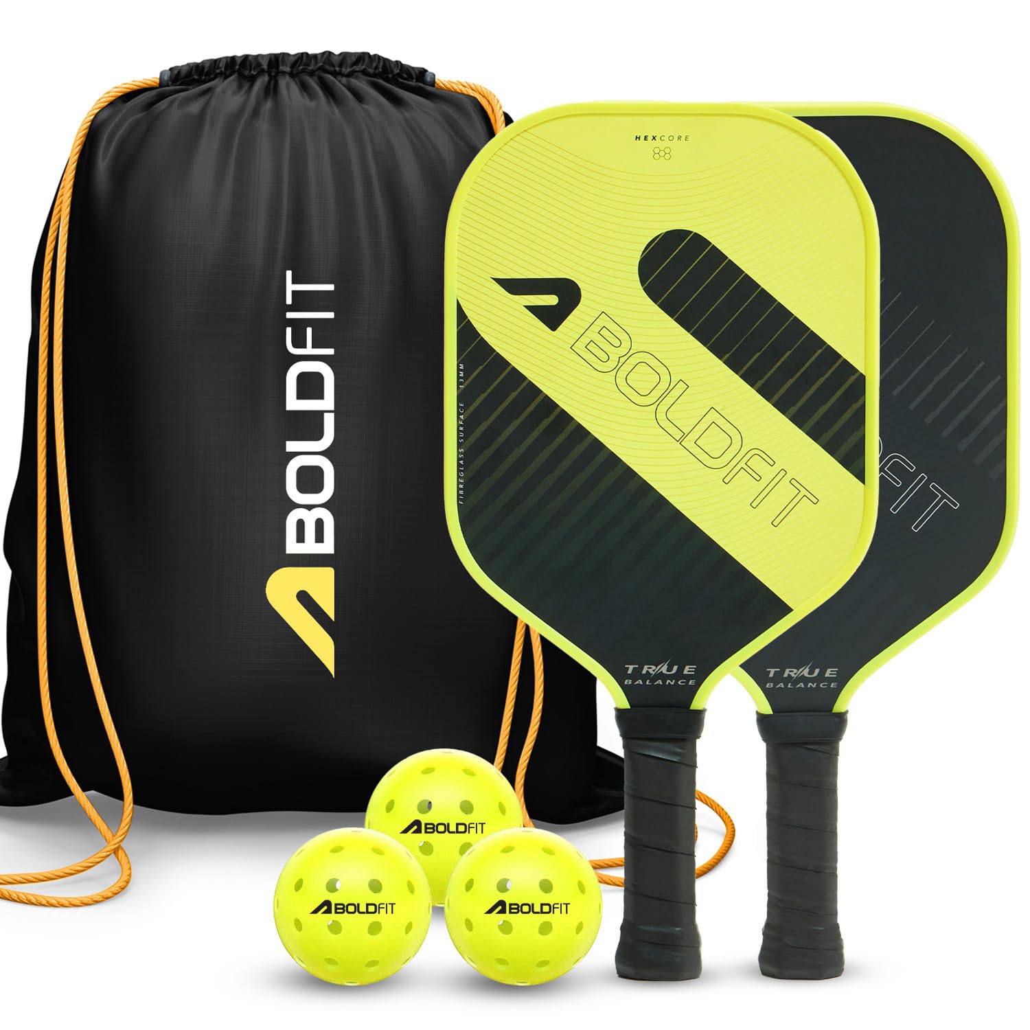 Boldfit Pickle Ball Racket Pickleball Paddle 13mm with Comfort Grip Handle, Enhanced Power & Control, Hexacore Structure