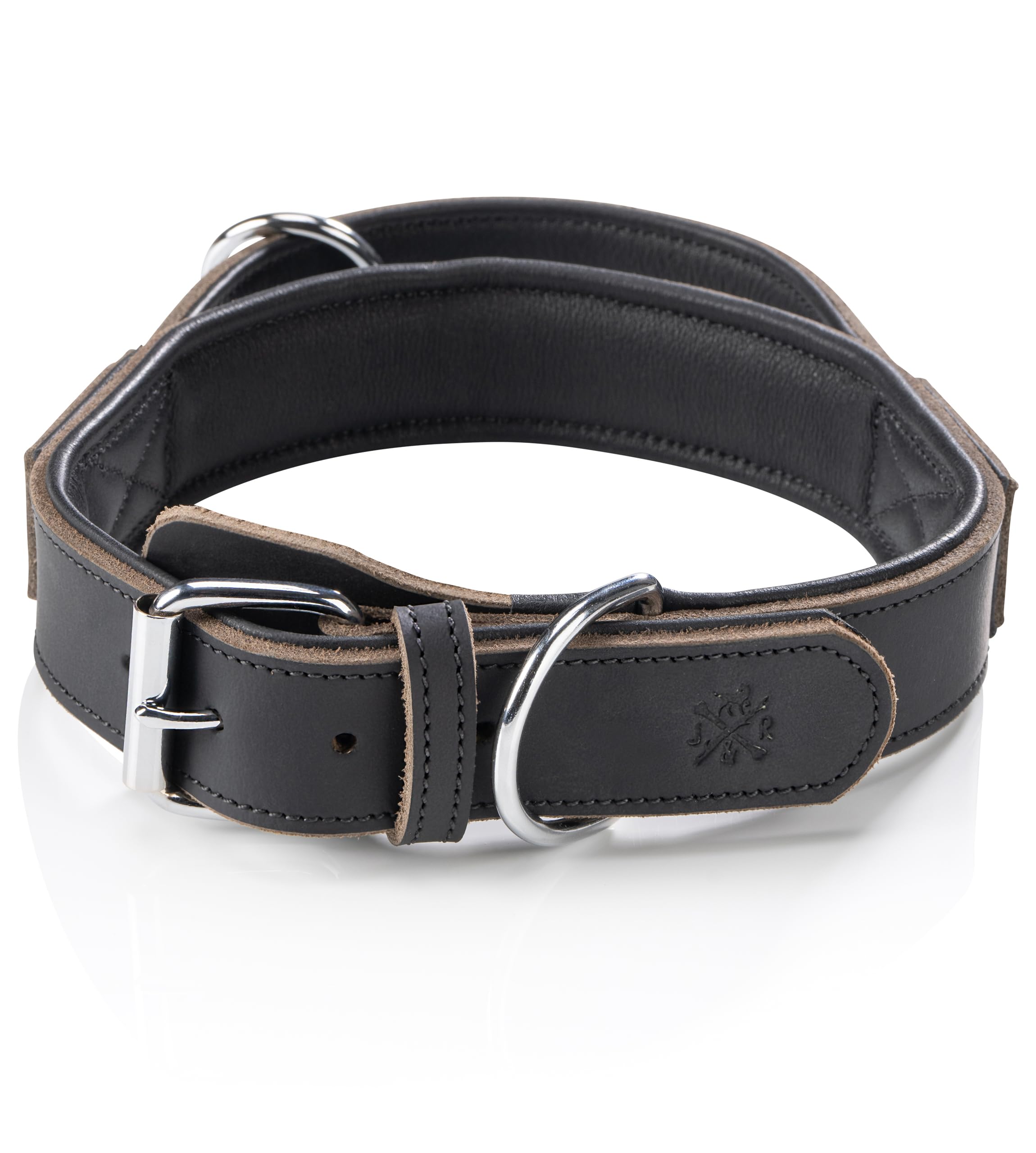 Jack & Russell Leder Halsband Mit Griff - Büffelleder Für Große Hunde 42-51cm