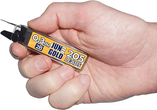 Miniatura 6 de June Gold 640 unidades, 164 pulgadas (0.5 mm) 2B repuestos de mina, 160 piezas por tubo, grosor fino, resistente a la rotura, grafito (paquete de 4