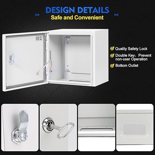 Vista 14 de Caja eléctrica para exteriores, caja de conexiones de acero 16 x 12 x 8 pulgadas, NEMA 4X Caja eléctrica IP66 impermeable y a prueba de polvo, caja