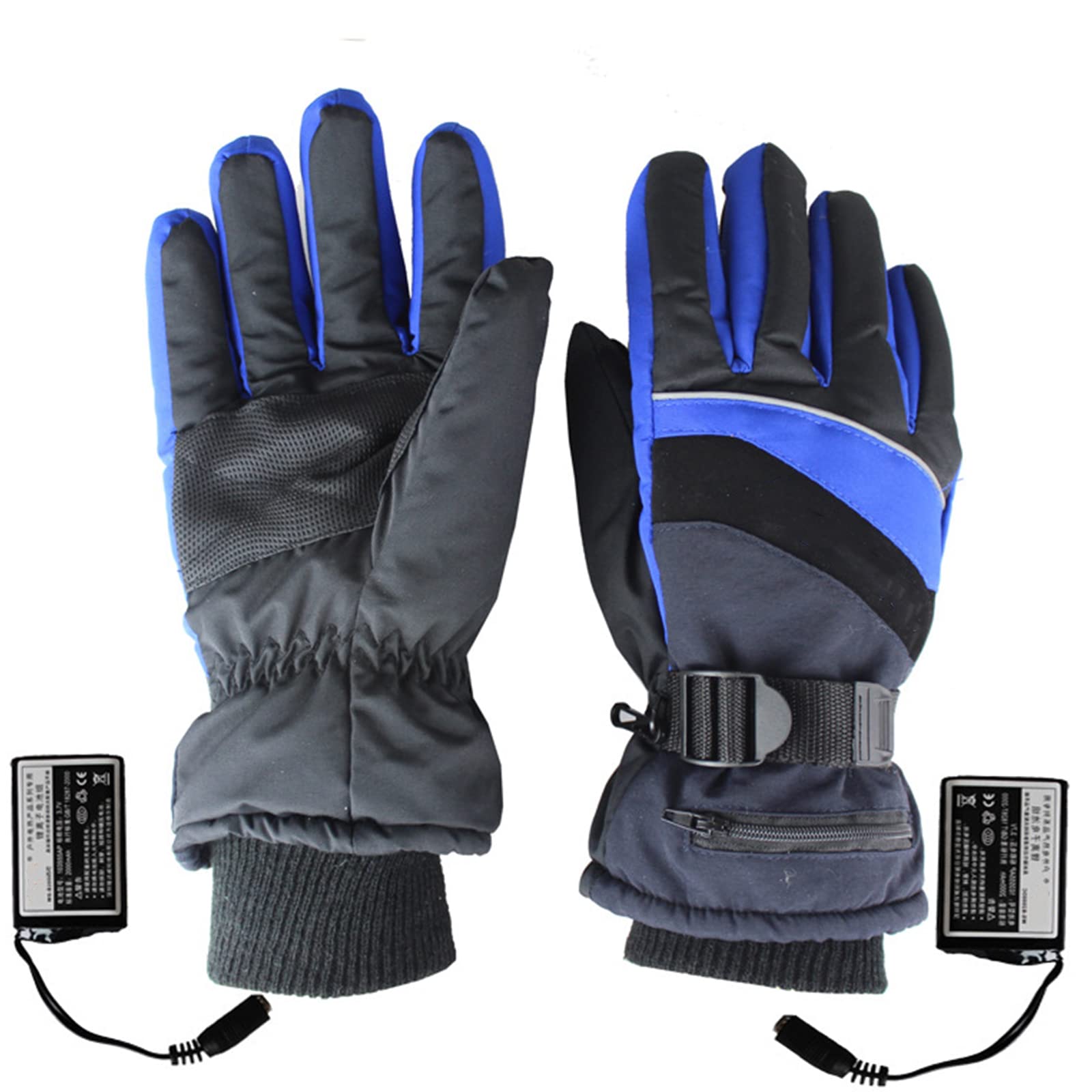 Guantes Térmicos para Ciclismo al Aire Libre, Antideslizantes, Impermeables, con Carga USB, Guantes Calefactores para Dedos Completos, Temperatura Constante Deportiva,Blue