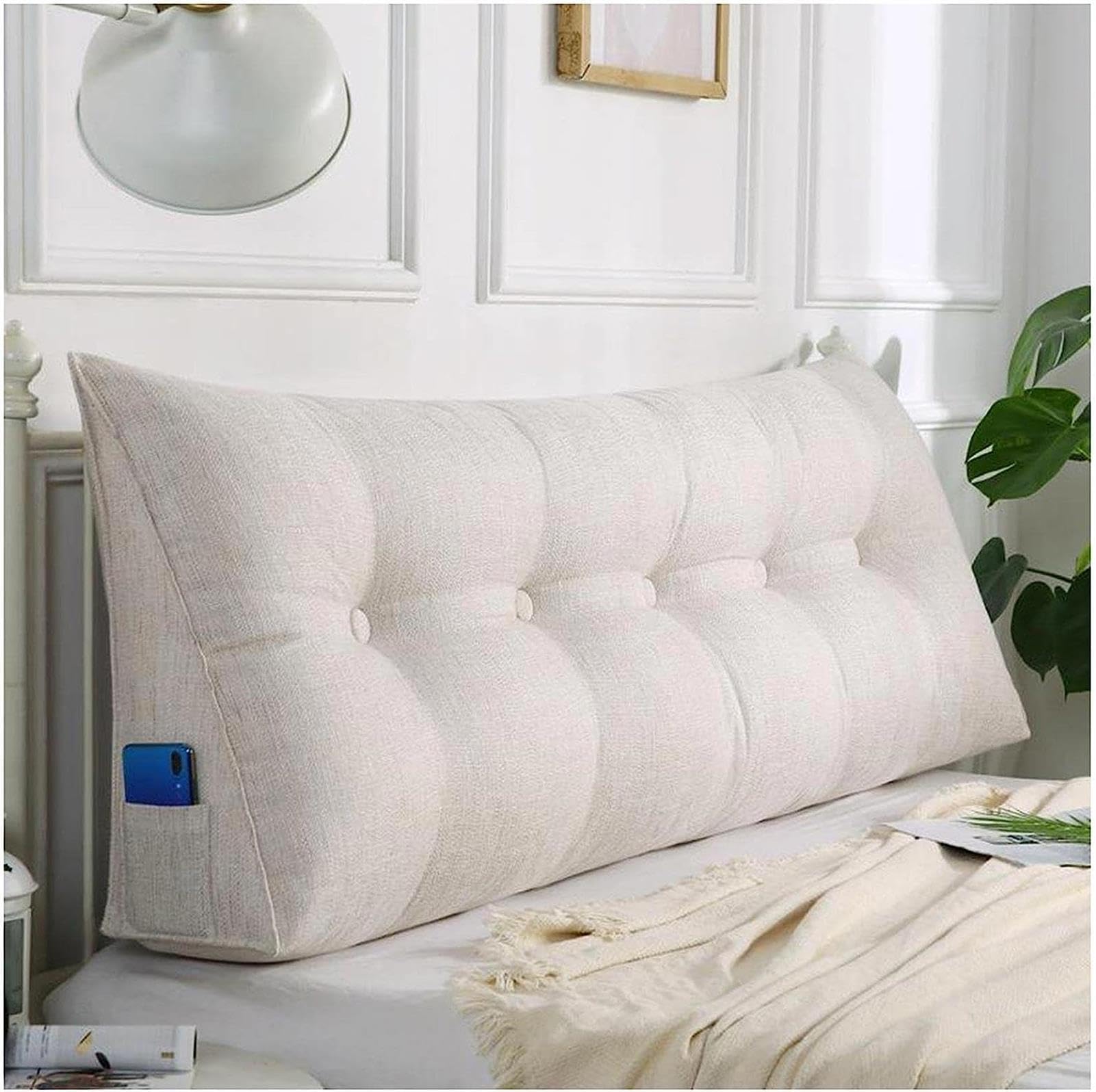 XANAYXWJ Cuscino a Cuneo Triangolare in Cotone e Lino per Letto e Divano Cuscino di Supporto con Fodera Rimovibile per Il Posizionamento del Divano Accessorio per la casa Decorativo e Confortevole
