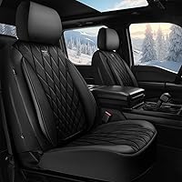 Vista 17 de CAR PASS Piping - Fundas de asiento delantero de automóvil de piel sintética de lujo, impermeables, antideslizantes, compatibles con reposabrazos