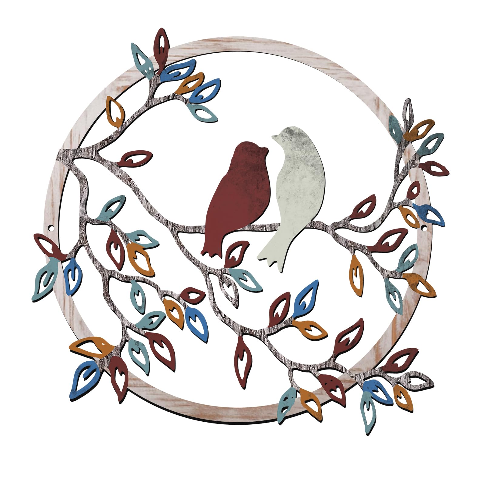 Ferraycle Metal Wall Art Bird on Tree Branch Bird Wall Silhouette Bird Wall Art Decor for Living Room Garden Bedroom Office Home Wall Housewarming Party Decor (Vintage Color)