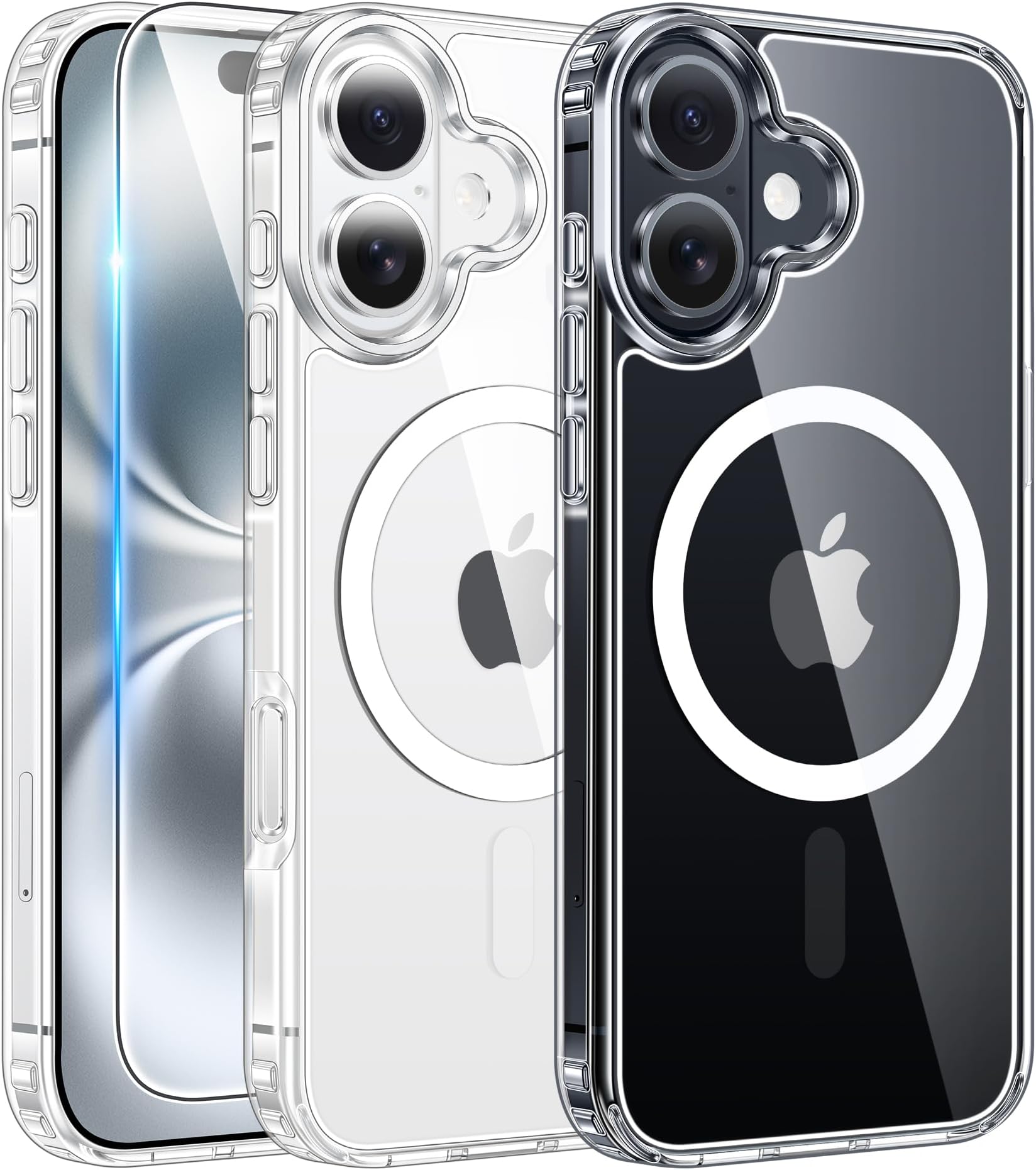 – FNTCASE for iPhone 16 Case: Clear Magnetic Military Grade Drop Protection Anti Yellowing Slim Case - Rugged Shockproof Protective Transparent Cell Phone Cover(Clear)