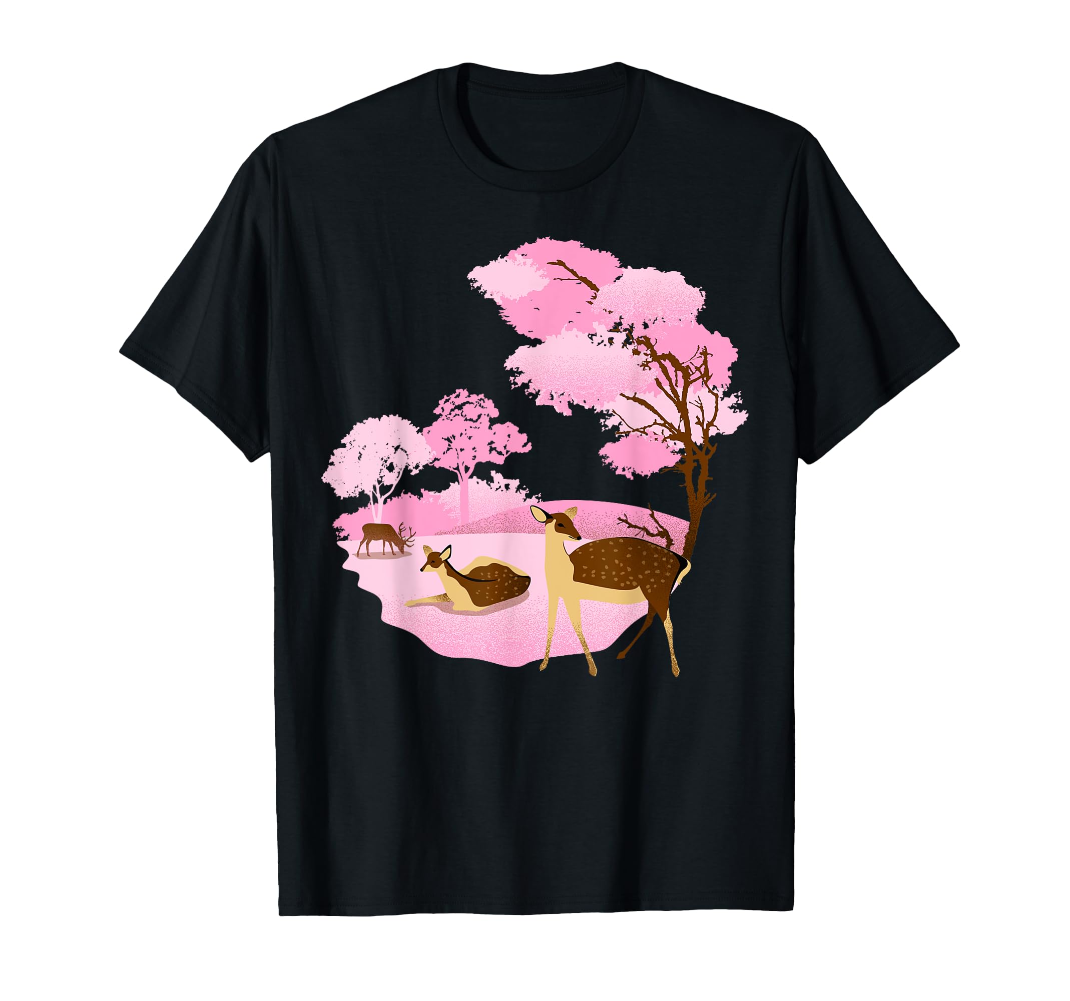 Amazon | 日本のランドマーク 奈良公園 ピンクの鹿 Tシャツ | T