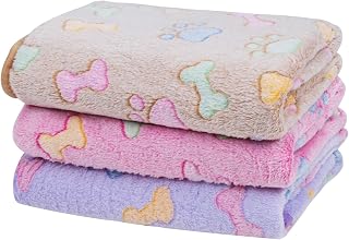 Dono 3 Pack Dog Blankets Soft Fluffy Fleece Pet Blankets Warm Paw Print Throw Mats for Dogs Cats Puppies Kittens (Multiple Sizes)