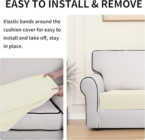 Miniatura 4 de Easy-Going Funda de cojín 100% impermeable para asiento de sofá, funda de cojín elástica de muebles, para niños, mascotas, cojín de sofá biplaza,