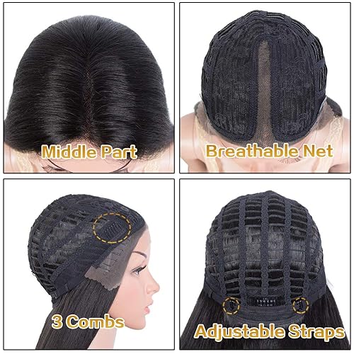 Miniatura 7 de Peluca de encaje frontal sintética súper larga y lacia de 5 pulgadas, parte media profunda de 38 pulgadas, peluca negra de encaje HD para mujer,