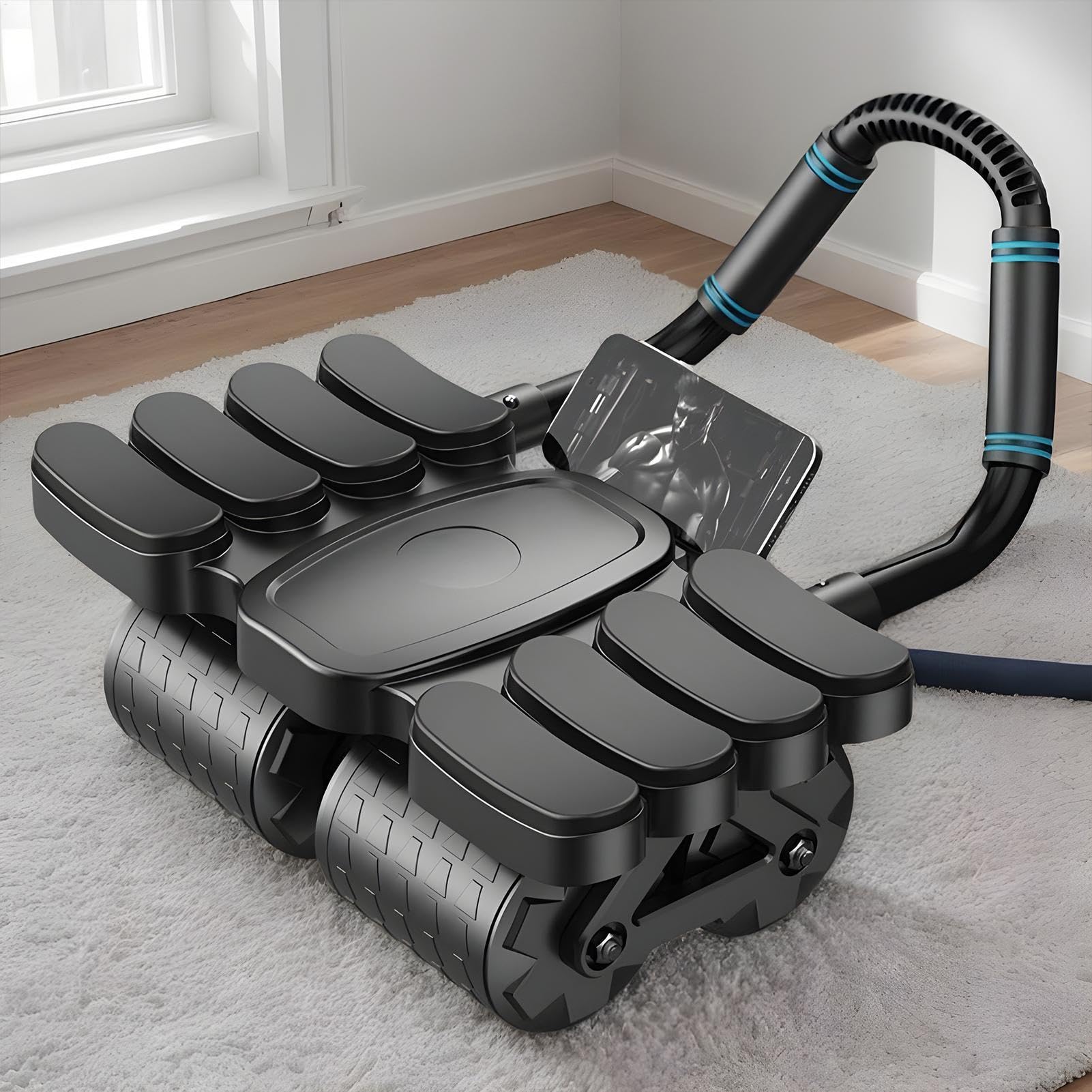 Rueda de ejercicio abdominal resistente, rueda para estabilidad y fuerza central, rodillo de agarre antideslizante para entrenamientos en casa, rueda abdominal ultra ancha, silenciosa, suave, compacta