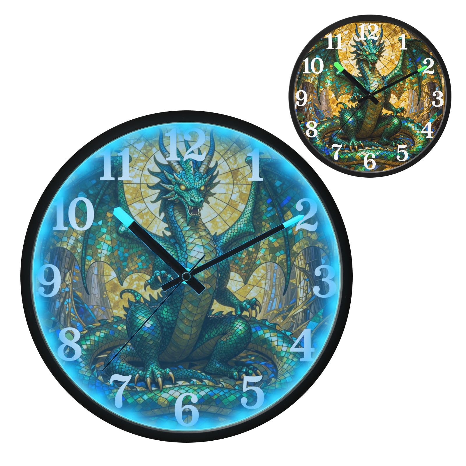 Yuiboo Horloge murale silencieuse en vitrail coloré activée par le son