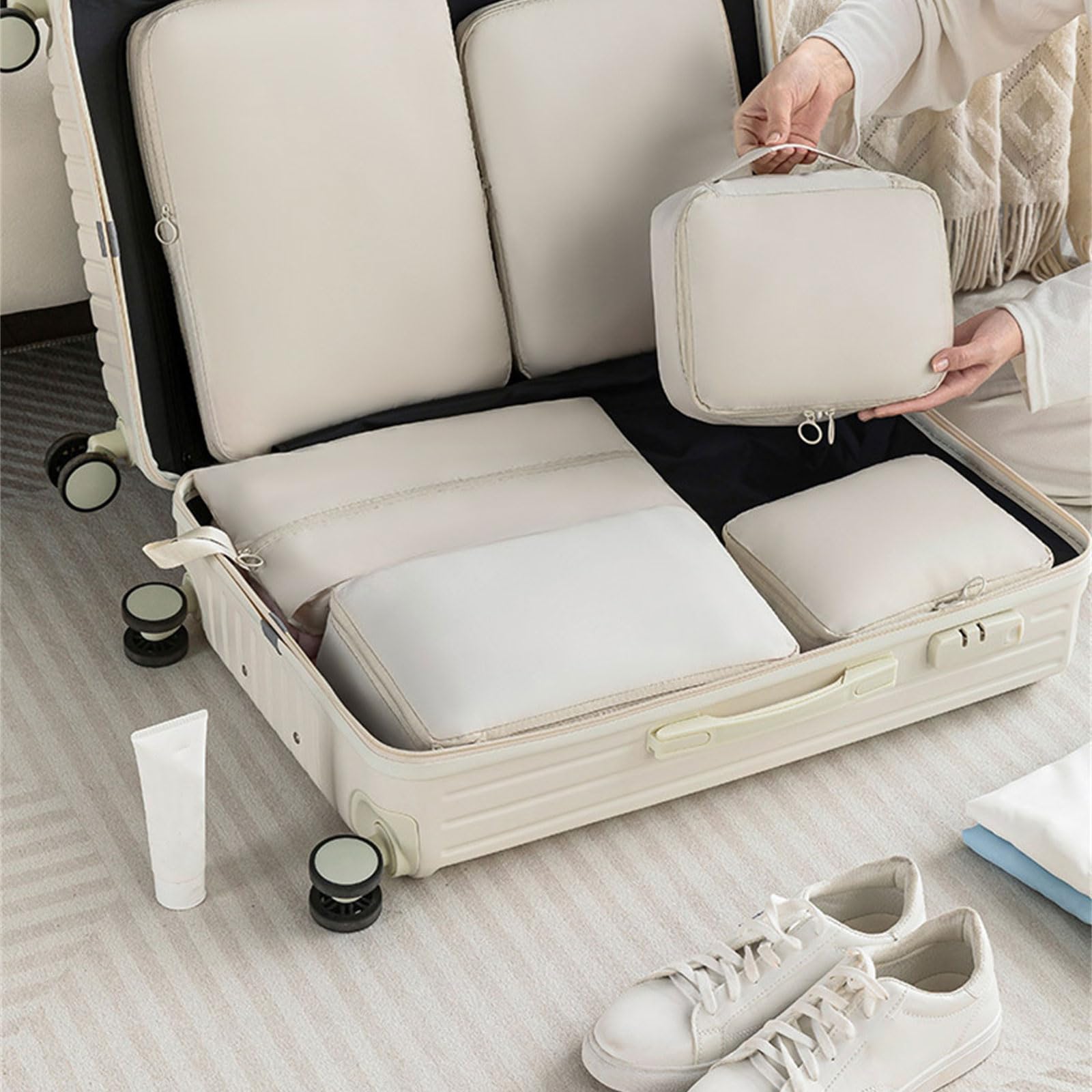 6 pezzi Efficace Borsa Strada Abbigliamento Viaggio Bagagli Organizzatori Borse Per Vestiti E Scarpiere Con Cerniere