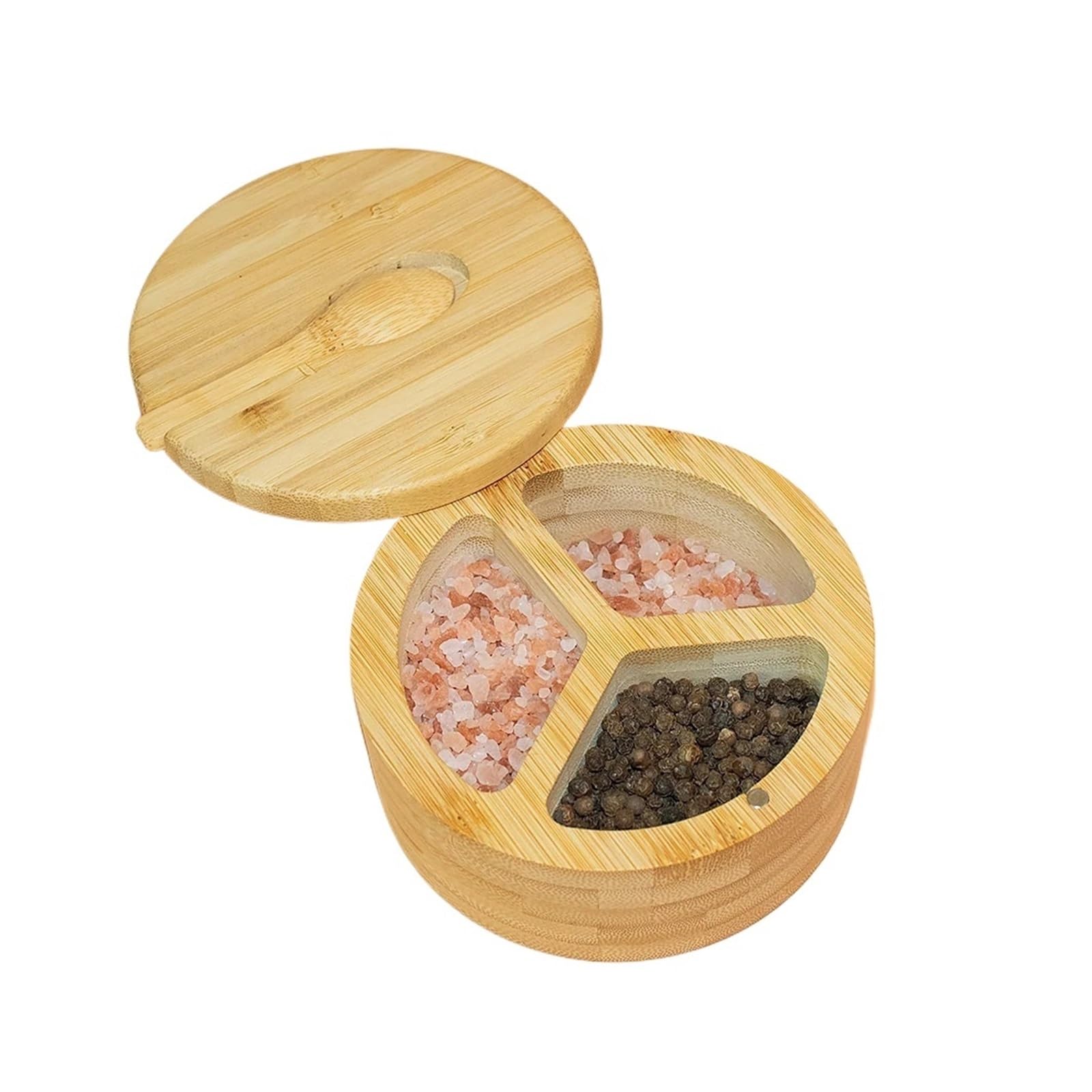 LuoAXINN Wooden Salt Cellar Salt Pepper Condiment Set with Magnetic Lid Wooden Jars Sugar Container Spice Storage Pot(Color 3)
