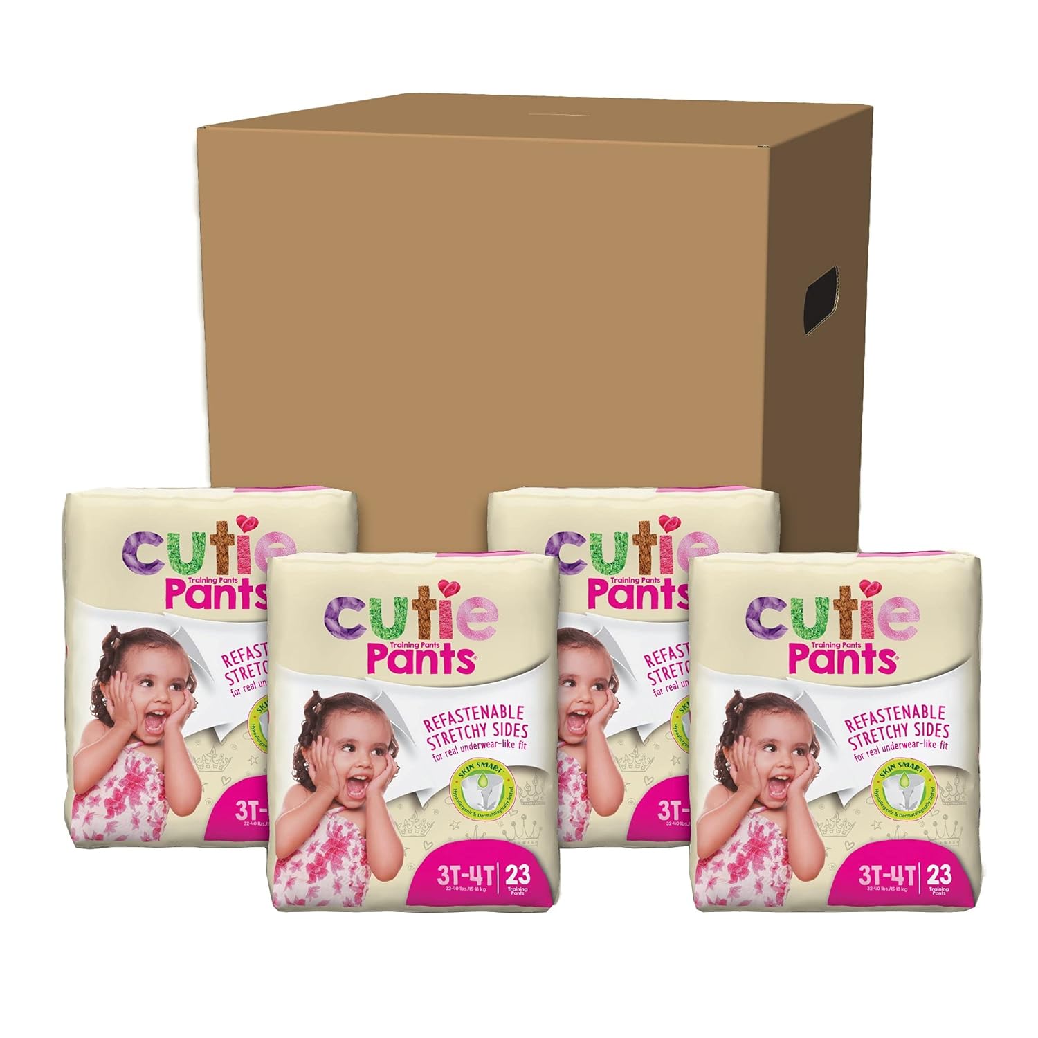 First Quality Cuties Refastenable Training Pants for Girls 3T-4T, up to 32-40 lbs.