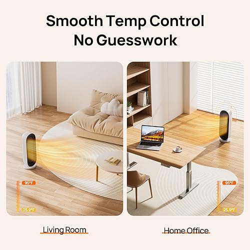 Miniatura 4 de Calentador de espacio para uso en interiores, calentadores eléctricos de 1500 W con oscilación de 100, temporizador de 1 a 12 horas, control remoto,