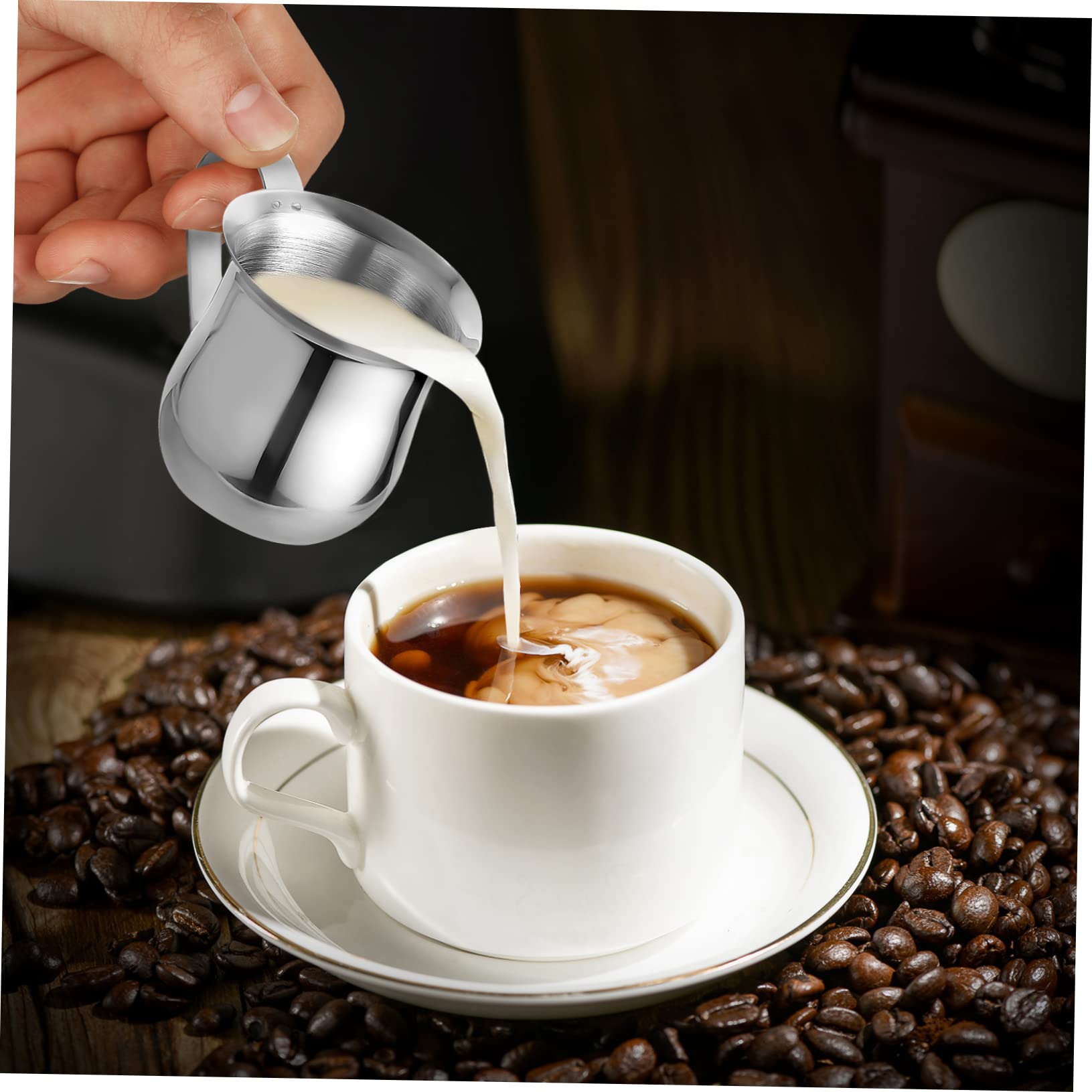DOITOOL 9 Piezas Jarra de Leche Inoxidable Taza Espumadora para Café Espresso con Diseño de Precisa y Mango Ergonómico