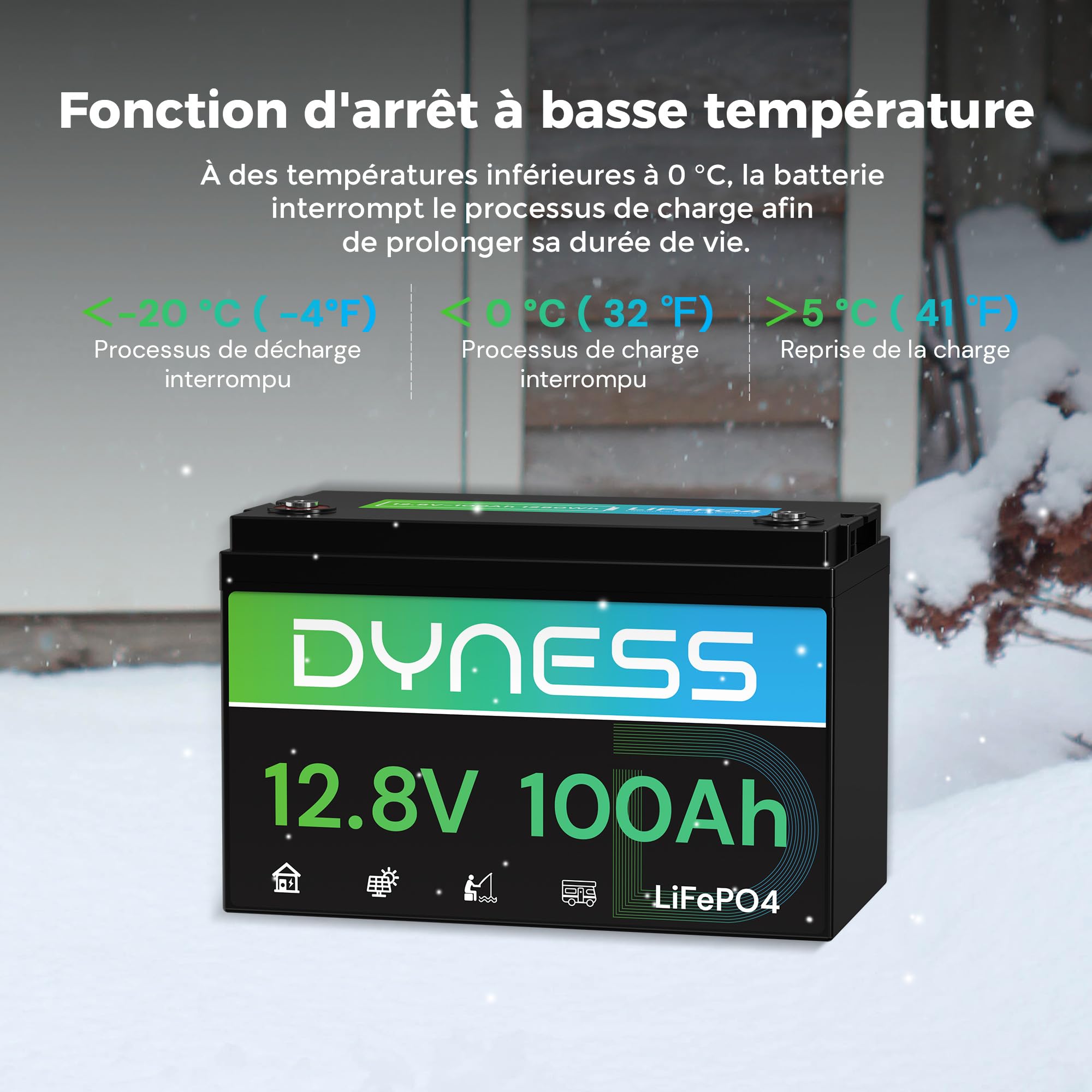 Batterie Lithium Redodo 12V 100Ah LiFePO4 - BMS 100A Pour Camping-car Et Bateau