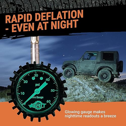 Miniatura 7 de Grit Performance Medidor de presión de neumáticos (0-60 PSI) resistente, con funda de espuma personalizada, tapas cromadas y herramienta de