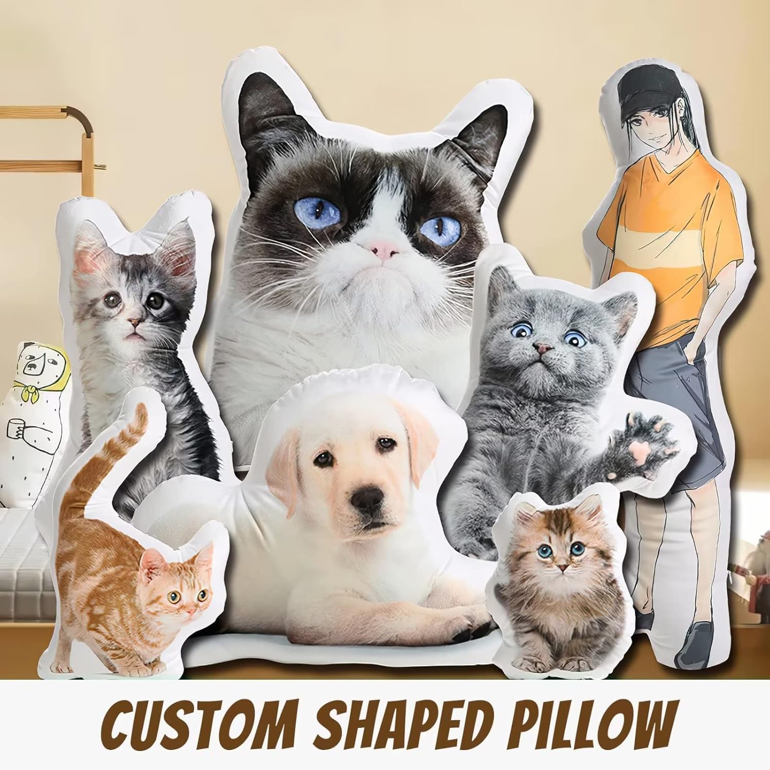 Seamaid Custom Pet Pillow Personalized Dog Cat Photo Pillow Duplex Printing Shaped Pillow Designed Gifts for Father’s Day,24inch