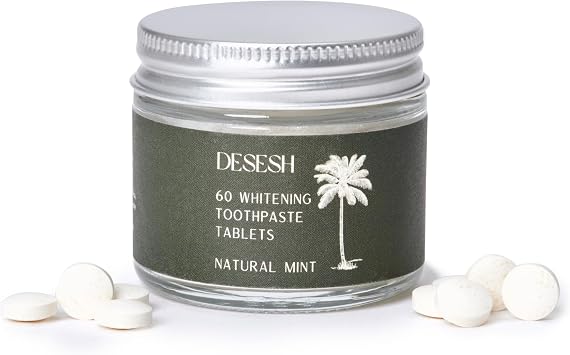 US-Made Toothpaste Tablets, New Improved SLS-Free Formula, 60 Count, Glass Jar, Natural Mint Flavor, Fluoride Free with Hydroxyapatite, Whitening