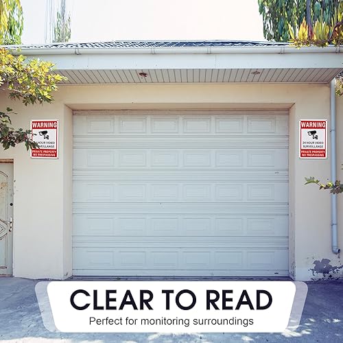 Miniatura 6 de Letrero de 4 piezas con texto en inglés "Smile You're on Camera Sign" y Private Property No Trespassing Video Vigilancia Impreso UV de 40 mil,