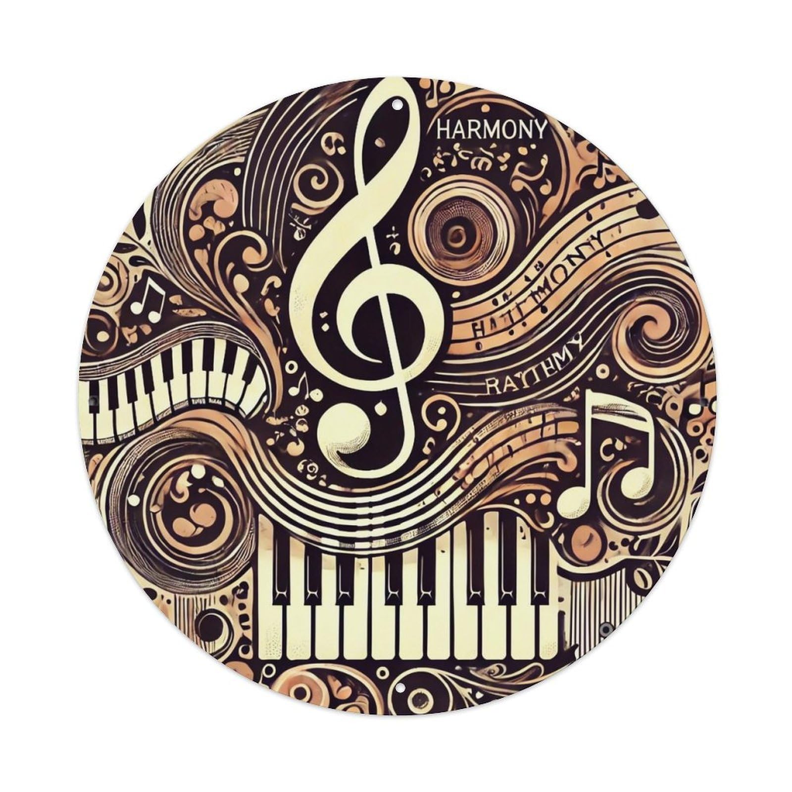 Musical Notes Piano Keys Harmony Tin Sign Metal Poster Vintage Metal Signs for Home Man Cave Bar Cafe Kitchen laundry room Wall Decorations Gift 8x8Inch