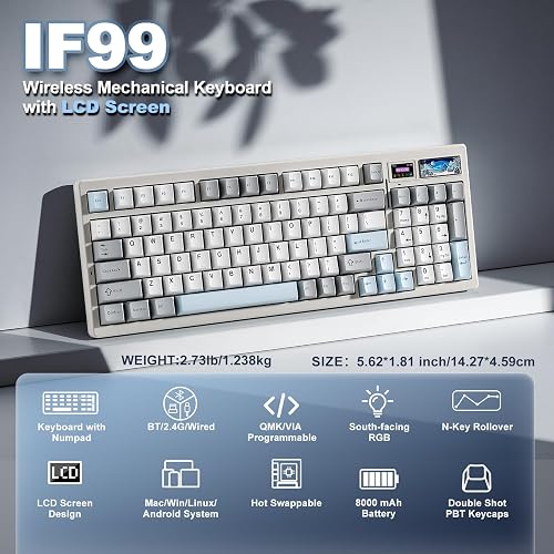YUNZII IF99 96% Wireless Mechanical Keyboard (White, Cocoa Cream Switch) - 2