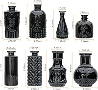 Vista 2 de Brajttt Juego de jarrones de flores negros, jarrón de cristal a granel juego de 8, mini jarrones de sabor artístico y cultural para decoración