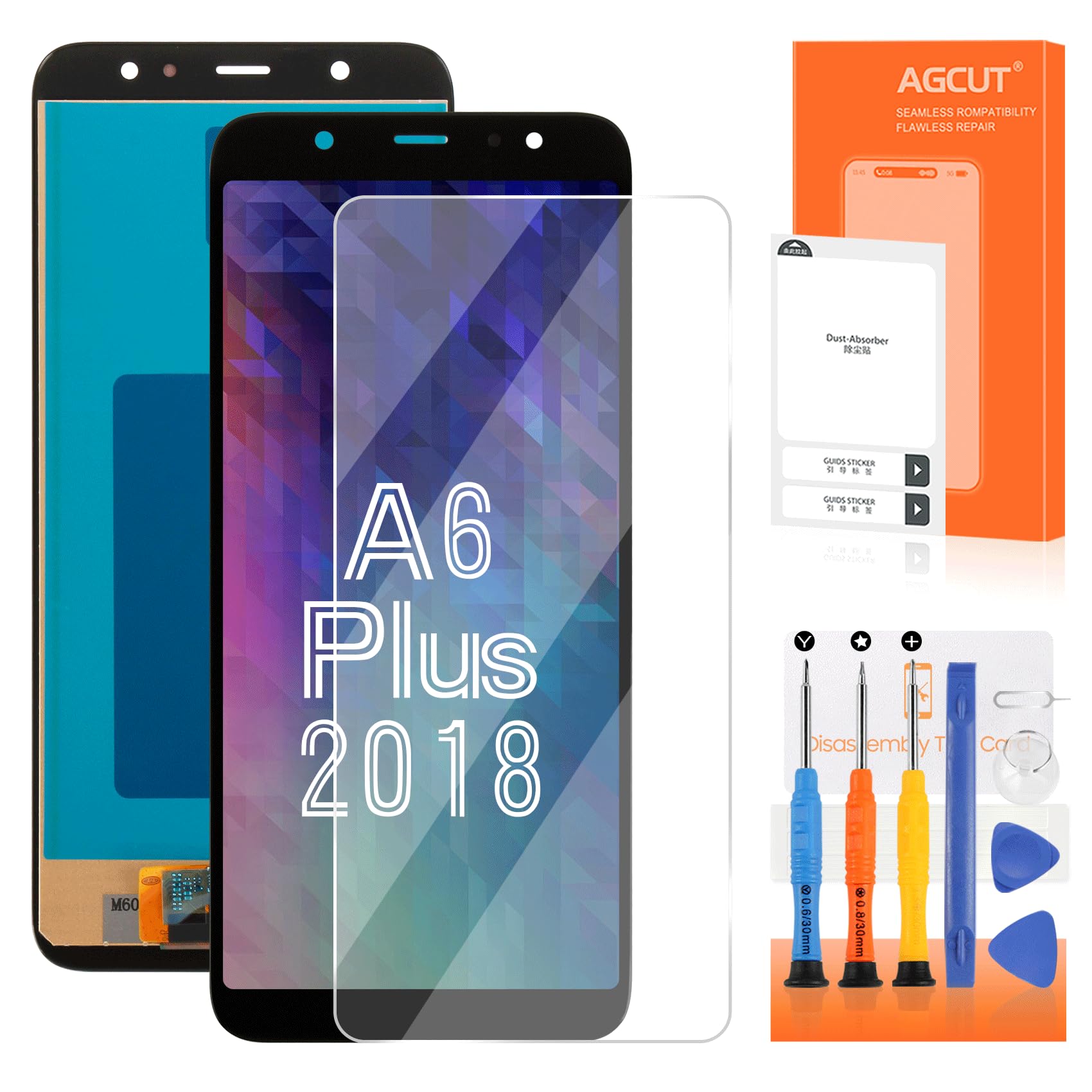 Pantalla LCD para Samsung Galaxy A6 Plus 2018 A605 A605F A605FN SM-A605FN/DS A605G/DS A605GN/DS A605K Display LCD Pantalla Reemplazo Pantalla Táctil Digitalizador Asamblea con Reparación Kit Negro