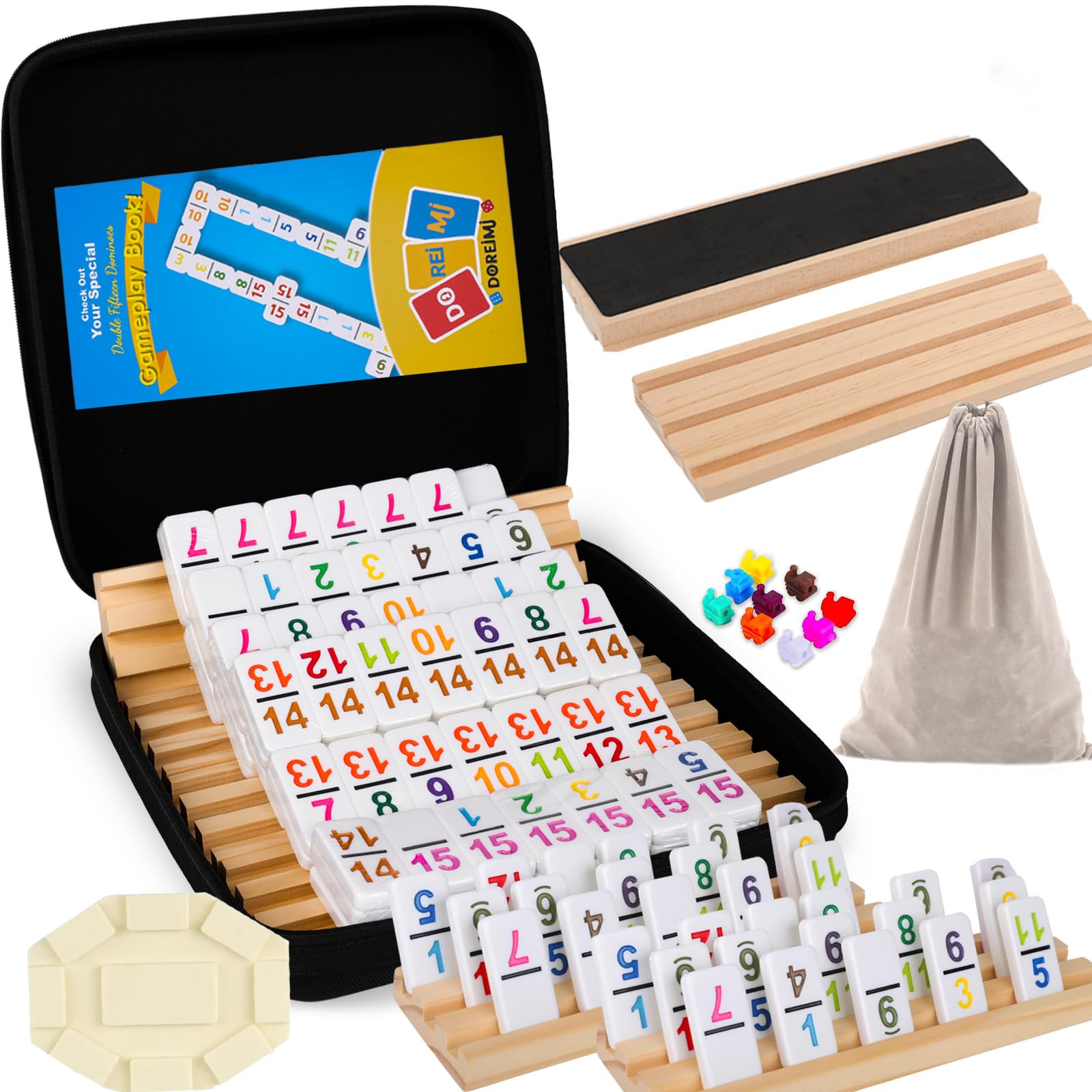 Amazon.com: Doreimi Double 15 Mexican Train Dominoes Set with 8