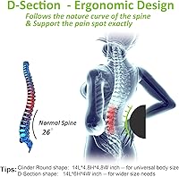 Vista 3 de Esme L&H Rollo lumbar para silla de oficina, asiento de automóvil, tela 3D transpirable, rollo de apoyo para la parte inferior de la espalda