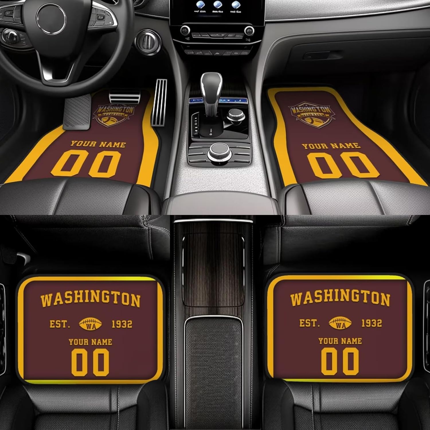 Custom Car Floor Mats,Add Personalized Name and Number As Gifts for Loyal Fans,Car Interior Accessoriess Car Accessories，Fit for Most Car -4 Pieces